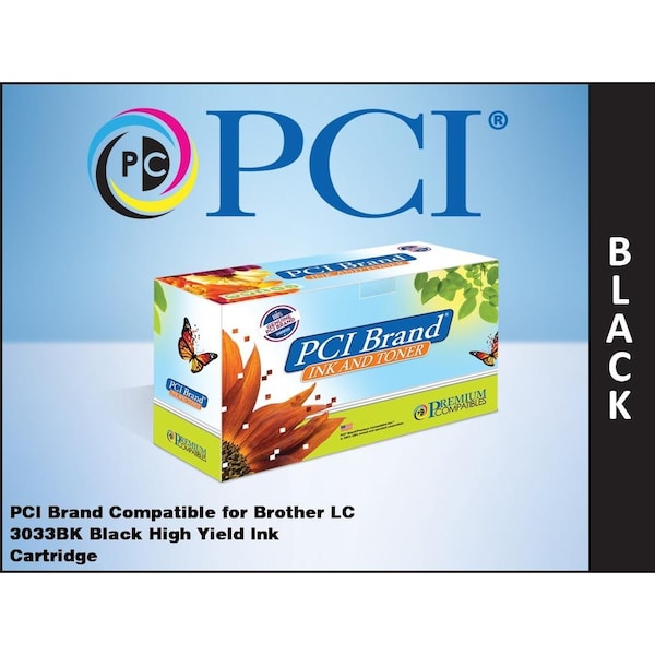 Pci Compatible Brother LC3033BK Black Ink 3K Yield for MFCJ805, MFCJ815, MFCJ815DW XL, MFCJ995 LC3033BK-PCI - main